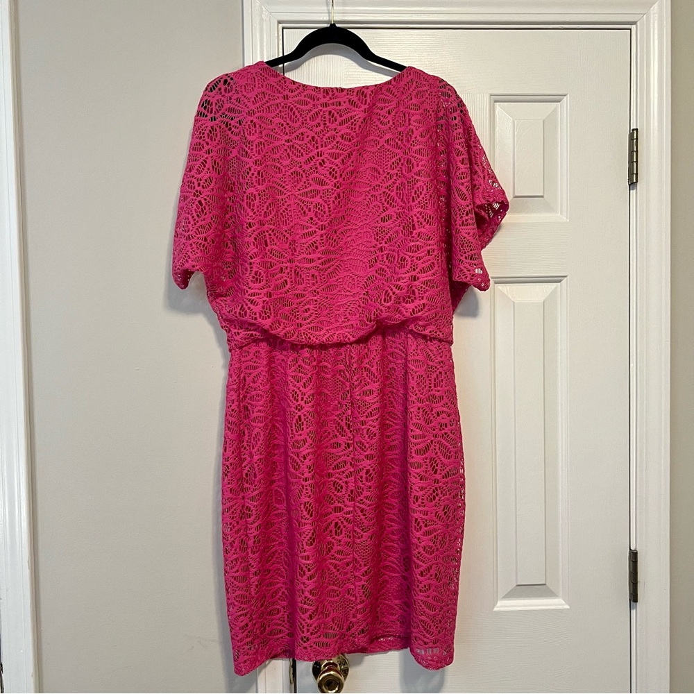 London Times 12 Pink Summer Dress Floral Knit - Picture 2 of 8